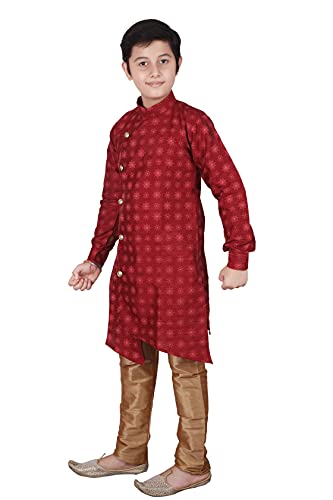 Kids Ethnic Indian Silk Floral Printed Kurta Sets For Boys| Pack Of 1 (S-139)4