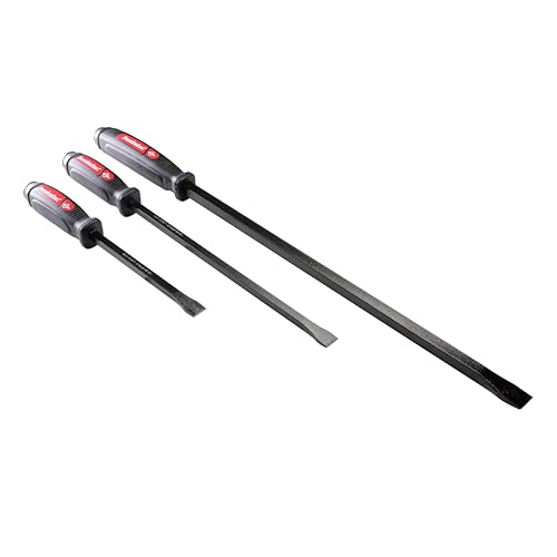 Image of Mayhew Tools 61354 Dominator Pry Bar, Red, 3-Piece Straight | Set of 12 inch, 17 inch & 25 inch Straight Pry Bars