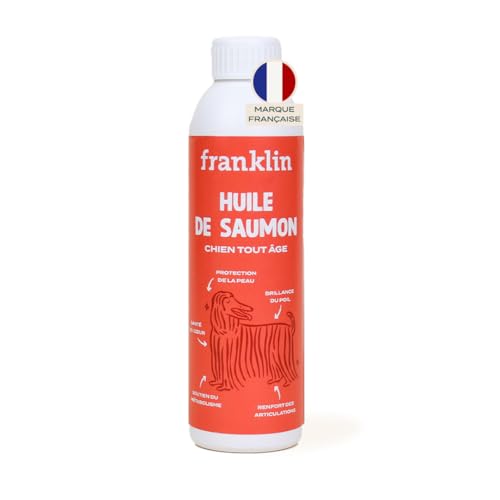 FRANKLIN – Huile de Saumon pour Chien - Complément Alimentaire – Riche en Oméga 3 et 6 – Soins Peau, Pelage et Articulations – 100% Naturelle – 250...
