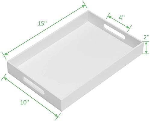 Miniatura 2 de Bandeja de acrílico resistente para servir con asas de 5 mm (0.197 pulgadas) de grosor, bandeja organizadora para cocina, baño, oficina, bar, caja