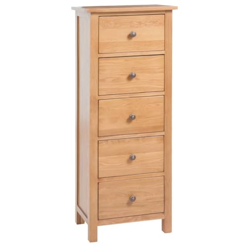 vidaXL Bois de Chêne Massif Commode Haute Armoire de Rangement Armoire Latérale Meuble de Rangement Salon Maison Intérieur 45x32x110 cm