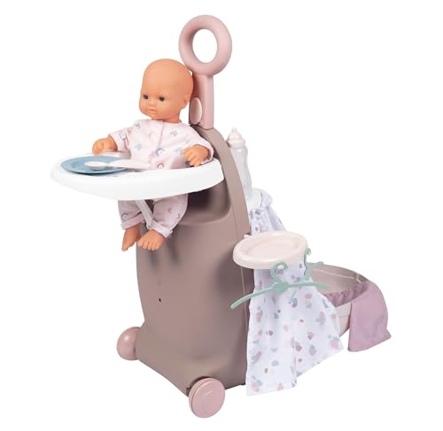 SMOBY Trolley Baby Nurse 3 en 1: Maleta + Trona + Cuna, para Muñecos Bebé de hasta 42 cm (7600220374), Multicolor