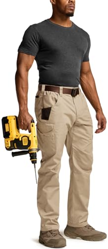 Image of CQR Men's Quick Dry Work Pants, Water Resistant Outdoor Tactical Pants, Lightweight Stretch Cargo Hiking Pants