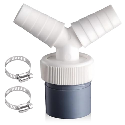 KAIYAYA Doble Desague Lavadora,Empalme Para Tubo Desague Lavadora Y Lavavajillas,Conector Para Manguera Con Entrada Ø 18-24 mm Y Salida Ø 40 mm Con 1 Pieza de Abrazadera Ø 20-32 mm Doble Toma Auxiliar