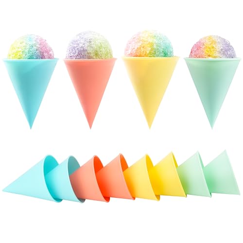 LUVCOSY 8-Pack Reusable Plastic Snow Cone Cups - Nostalgia