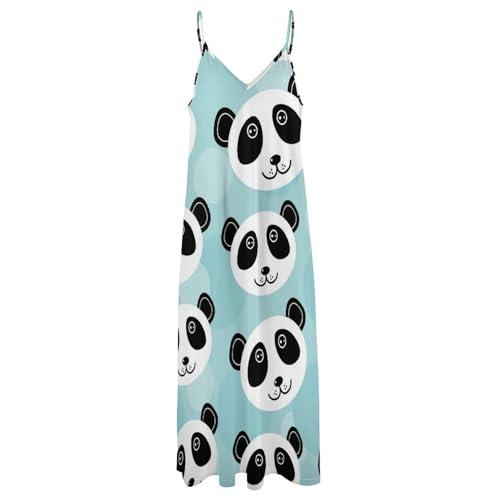 Robe d'été sans manches fluide et légère imprimé panda mignon - 3