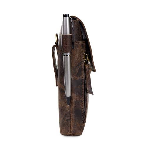 TRISKY Genuine Leather Phone Holster with Belt Clip - Magnetic Closure, ID Card Holder - Universal Case for iPhone, Samsung Galaxy, Google Pixel, 7”x3.5” - Brown by TRISKY - Image 7