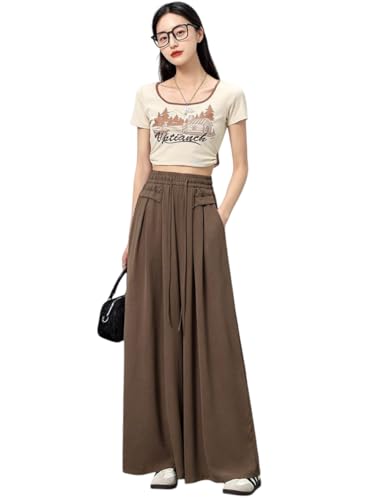Image of KOTTY Women's Solid|Drawsting|Front Pocket|Wide Leg Style|High Rise|Casual Pant
