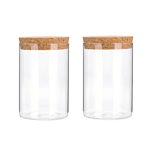 Bamboopack 2 Pcs 300ml/10oz Clear Glass Jars with Cork Lid Kitchen Food Storage Containers Airtight Canisters for Coffee Beans Sugar Nuts 6.5 x 10 cm - Cosy Home Interiors Bamboopack 2 Pcs 300ml/10oz Clear Glass Jars with Cork Lid Kitchen Food Storage Containers Airtight Canisters for Coffee Beans Sugar Nuts 6.5 x 10 cm