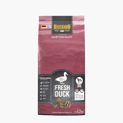 BELCANDO MASTERCRAFT Hundefutter trocken Fresh Duck, 2,2kg, Trockenfutter für Hunde mit Ente, 80% Frischfleisch, getreidefrei, für alle Rassen, Made in Germany