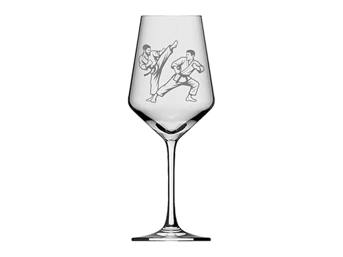 eXODA Copa de vino grabada 350ml apta para lavavajillas para amantes de las artes marciales disfruta tu pasión con un diseño especial y la inclusión social.