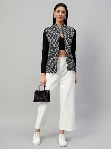 Image of Ravaiyaa - Attitude is everything Women's Floral Printed Reversible Quilted Jacket Coat Blazer Jacket Sleeve Less Waistcoat
