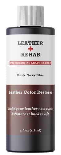 Leather Rehab Leather Color Restorer - Dark Navy Blue - Repair & Restore Furniture, Couch, Purse, Shoes, Sofa and Vinyl - 4 oz.