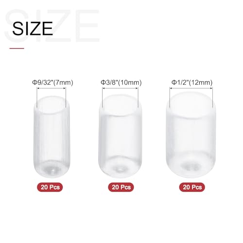 Tapas redondas de goma uxcell kit de 60 piezas surtidas en vinilo transparente 3