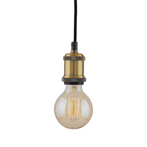 Image of Homesake 40W E26 / E27 Industrial Light, Hanging Vintage Edison Pendant Lamp, Metal, Antique Brass (Gold).