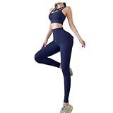 ZERAOKE ​Women's High Waist Hip Lifting Fitness Workout Athletic Yoga Leggings with Pockets for Running Gym-Navy Blue-M
