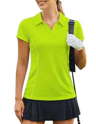 Image of PINSPARK Womens Golf Shirt Short Sleeve Polo V-Neck Quick Dry Tennis Tops | Moisture-wicking Breathable Fabric, Classic Collar, Slim Fit, Ideal for Golf Tennis Pickleball Casual