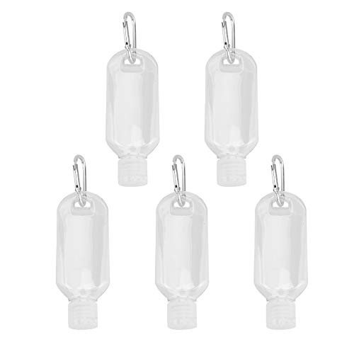 YARNOW 5 Packs Travel Plastic Clear Keychain Bottles,Empty Leakproof Squeeze Containers Flip Cap Small Refillable Containers for Toiletry Shampoo Lotion Soap