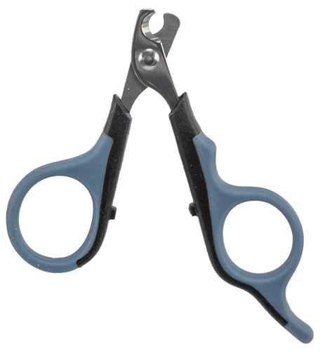 TRIXIE Krallenschere für kleine Hunde, Katzen, Kleintiere und Vögel - Edelstahl - gummierter Griff - 8 cm - schwarz/blau - 2373