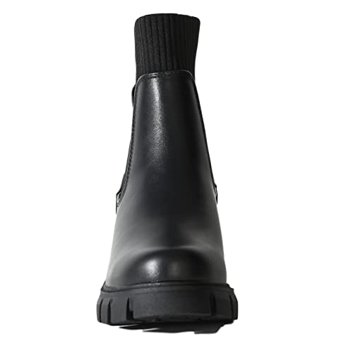 Chariot & Co: Rita - Womens Platform Ankle Boots Elastic Chunky Block Heel Chelsea Booties Lug Sole Combat Shoes4