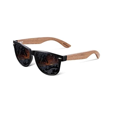 GREENTREEN Wooden Sunglasses, Polarized Sunglasses for Men and Women, Wooden Legs, Polarized Lenses, UV400 Cover