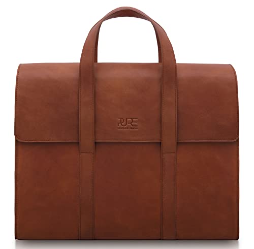 PURE Leather Studio Maletín de oficina LESATH - Piel auténtica | Bolso para portátil hasta 15,6 pulgadas | Cartera portafolios de cuero para hombre | Portacodumentos hecho a mano Cover