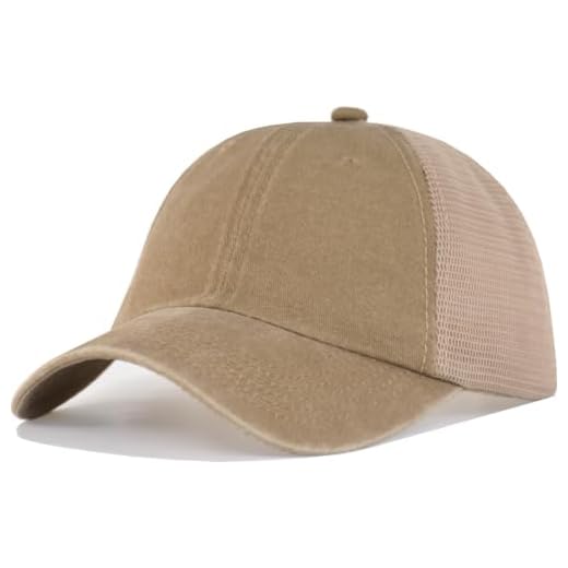 Vintage Washed Soft Trucker Hat (Size M, L, XL, XXL) Unstructured Snapback Baseball Dad Cap, Khaki, One size