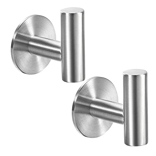 KSAZIOUK Ganchos Adhesivos para Pared, 2 Piezas Acero Inoxidable Gancho Colgador Toallas Adhesivo (plata) Cover