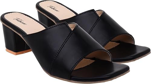 TARA ENTERPRISES Women's Fashion Heeled Mules – Trendy Square Open Toe Chunky Block Heels, Comfortable Slip-On Sandals-picture-41