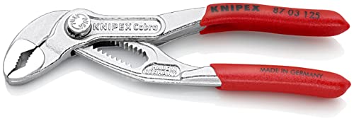 Image of KNIPEX 87 03 125 Cobra hightech water pump pliers chromeplated, nonslip and plasticcoated, 125 mm