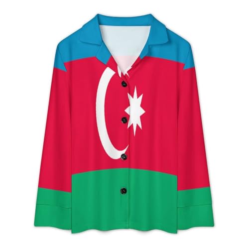 Pyjama femme drapeau Azerbaïdjan : ensemble confortable ouvert devant à boutons - 4