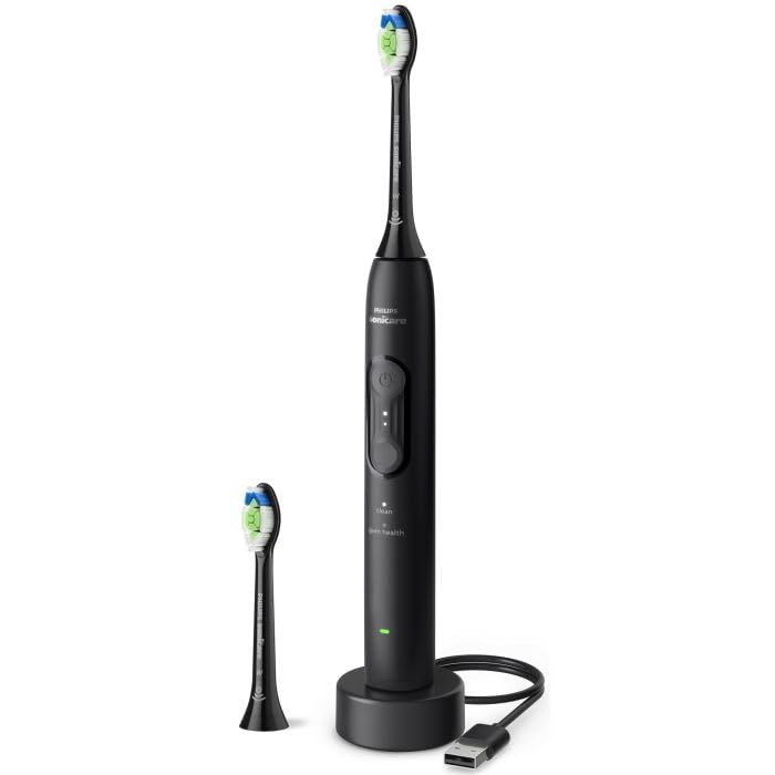 Philips Sonicare Series 4100 Elektrische Zahnbürste – Schallzahnbürste mit Drucksensor, 4 Putzeinstellungen, EasyStart, SmarTimer, 21 Tage Laufzeit, Schwarz, HX4044/52, [Neu]