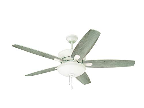 Luminance Kathy Ireland Home Ashland Led Ceiling Fan With Light Kit | 52 Inch Fixture With 5 Blades, Removable Glass Shade, And Pull Chain | Low Profile Hugger With Dual Mount And Downrod, Satin White #TOP5