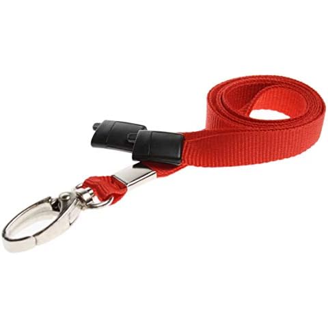 PCL Media ltd® 10 x Breakaway Safety Lanyard Neck Strap Swivel Metal Clip for Id Card Holder - Pull Quick Release Design Lanyards Bulk 10pcs (Red) Cover