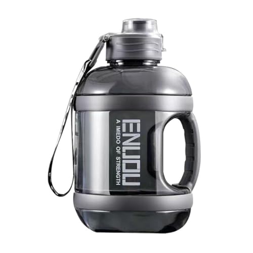 Image of Plastic 2.2 Liter Motivational Sports Gym Bottle Daily Water Intake With Time Markings Bpa-Free. Leak Proof For Adults For Gym, Travel And Office A- (Dark Black)