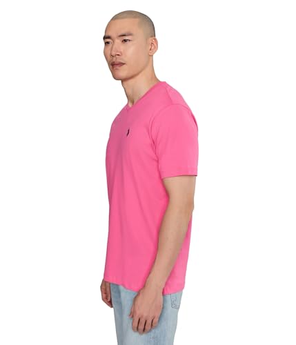 Image of U.S. Polo ASSN. Men's Solid V‑Neck T-Shirt, Pink Moon, XX-Large