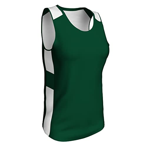 Champro Women's Standard Crossover Reversible Basketball Jersey, Forest Green, White, Large