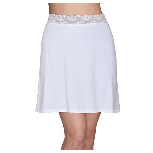 Vanity Fair Women's Anti-Static Nylon Half Slip for Under Dresses, Available up to Size 3XL, 18 inch-Single Slit-White Lace, Large