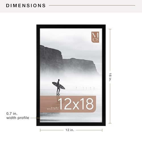 Image of MCS Foundation 12x18 Poster Frame Traditional Black, Vertical & Horizontal Wall Hanging Large Picture Frame for Photos, Posters & Art Prints (1-Pack)