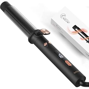 Automatic Rotating Curling Iron, 1 1/4 Inch Self Curling Wand with Extra Long 5.5” Tourmaline Ceramic Barrel, Fast Heating Ionic Hair Curler for Long Hair, Adjustable Hot Tools for Curls Waves (Black)