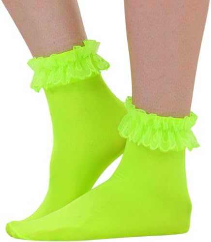 Image of ToBeInStyle Women's Indie Girl Ruffle Trim Heart Net Design Ankle High Fashion Socks