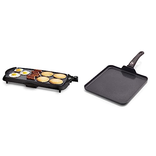 GreenLife 20" Electric Griddle (PFAS-Free) and 11" Griddle Pan Bundle, Ceramic Nonstick Coating, Stay Cool Handles