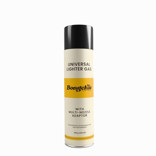 Image of Bongchie Universal Lighter Gas Refill Can | 550 ml High-Purity Odorless Butane | Multiple Nozzle Adapters | Clean Burn, Anti-Clog Formula | Compatible with Refillable Kitchen & Torch Lighters
