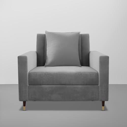 Image of Casaliving Garcia 1 Seater Sofa Set for Living Room (Dark Grey Colour) Premium Fabric Sofa