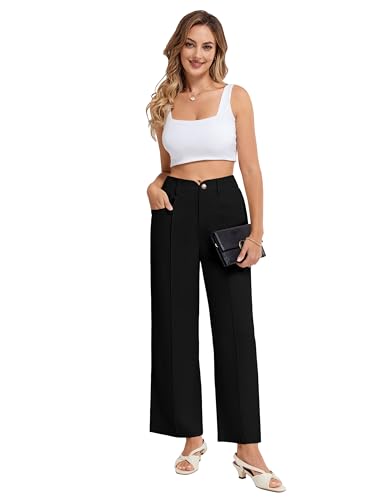 Belle Poque Women's Business Casual Pants High Waisted Wide Leg Work Pants for Women with Pockets2