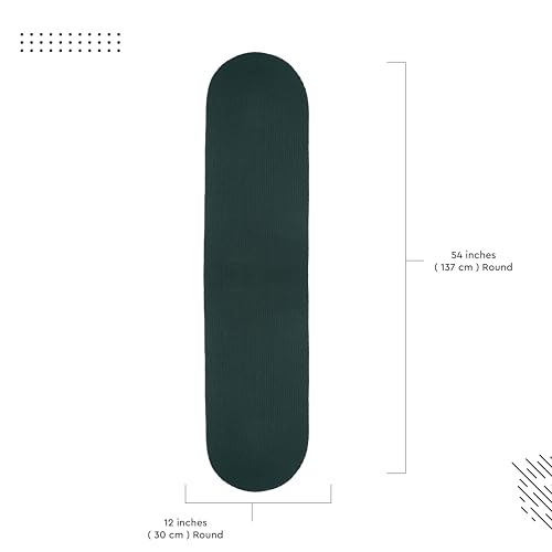Image of Encasa XO Table Runner for 4 Seater | Handmade Ribbed Style Cotton | 30x137 cm | Dark Green | for Dining & Center Table