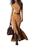 robe en daim noir Matériau : La matière a une texture douce en daim, à la fois confortable et durable, ce qui fait de cette robe maxi de cowgirl un véritable plaisir à porter. La taille haute, la coupe ajustée avec ourlet sirène et fente latérale créent une superbe silhouette d'inspiration vintage.