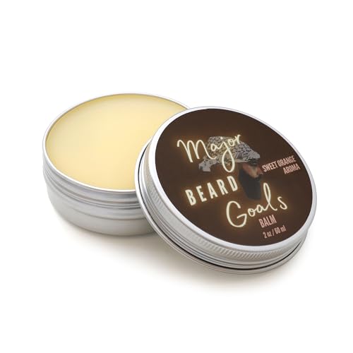 Major Beard Goals Sweet Orange Beard Balm for Men - Deep Conditioning Mustache & Beard Care for Growth Softening Grooming & Styling - Shea Butter Beeswax & All Natural Oils - 2oz