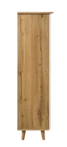 Image of DeckUp Ceylon 4-Door Engineered Wood Shoe Rack (Wotan Oak & White, Matte Finish)