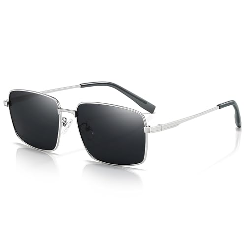 SUNGAIT Flat Top Square Sunglasses Men Retro Polarized Men's Eyewear Shades Wide Face Driving Sun Glasses UV4003